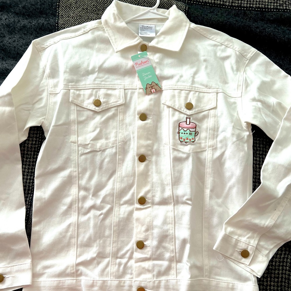 Pusheen White Denim Jacket - Brand New!